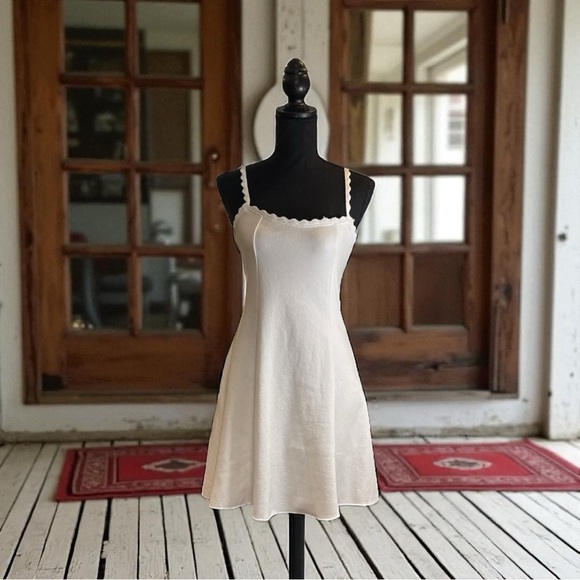 Zara Dresses & Skirts - ZARA Short A-Line Stretch Knit Dress Spaghetti Strap White Size Medium– NWT